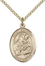 14KT GOLD FILLED ST ANTHONY OF PADUA PENDANT WITH CHAIN - 3/4" x 1/2"