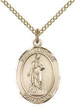 14KT GOLD FILLED ST BARBARA PENDANT WITH CHAIN - 3/4" x 1/2"