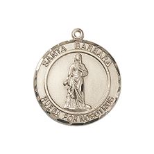 14KT GOLD SANTA BARBARA MEDAL - 3/4" x 5/8"