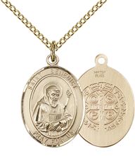 14KT GOLD FILLED ST BENEDICT PENDANT WITH CHAIN - 3/4" x 1/2"