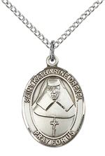 STERLING SILVER ST KATHARINE DREXEL PENDANT WITH CHAIN - 3/4" x 1/2"