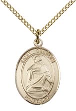 14KT GOLD FILLED ST CHARLES BORROMEO PENDANT WITH CHAIN - 3/4" x 1/2"