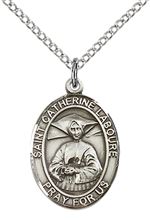 STERLING SILVER ST CATHERINE LABOURE PENDANT WITH CHAIN - 3/4" x 1/2"