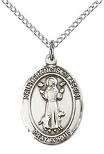 STERLING SILVER ST FRANCIS OF ASSISI PENDANT WITH CHAIN - 3/4" x 1/2"