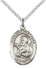 STERLING SILVER ST FRANCIS XAVIER PENDANT WITH CHAIN - 3/4" x 1/2"