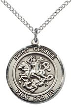 STERLING SILVER ST GEORGE PENDANT WITH CHAIN - 3/4" x 5/8"