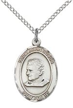 STERLING SILVER ST JOHN BOSCO PENDANT WITH CHAIN - 3/4" x 1/2"