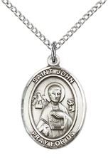 STERLING SILVER ST JOHN THE APOSTLE PENDANT WITH CHAIN - 3/4" x 1/2"