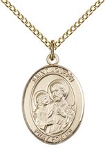 14KT GOLD FILLED ST JOSEPH PENDANT WITH CHAIN - 3/4" x 1/2"