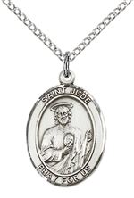 STERLING SILVER ST JUDE PENDANT WITH CHAIN - 3/4" x 1/2"