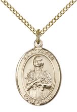 14KT GOLD FILLED ST KATERI PENDANT WITH CHAIN - 3/4" x 1/2"