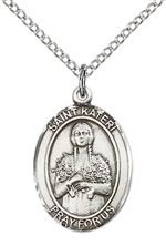 STERLING SILVER ST KATERI PENDANT WITH CHAIN - 3/4" x 1/2"