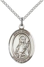 STERLING SILVER ST LUCIA OF SYRACUSE PENDANT WITH CHAIN - 3/4" x 1/2"