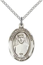 STERLING SILVER ST MARIA FAUSTINA PENDANT WITH CHAIN - 3/4" x 1/2"