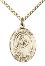 14KT GOLD FILLED ST MONICA PENDANT WITH CHAIN - 3/4" x 1/2"