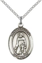 STERLING SILVER ST PEREGRINE LAZIOSI PENDANT WITH CHAIN - 3/4" x 1/2"