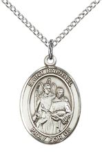 STERLING SILVER ST RAPHAEL THE ARCHANGEL PENDANT WITH CHAIN - 3/4" x 1/2"