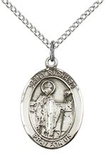 STERLING SILVER ST RICHARD PENDANT WITH CHAIN - 3/4" x 1/2"