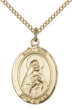 14KT GOLD FILLED ST RITA OF CASCIA PENDANT WITH CHAIN - 3/4" x 1/2"
