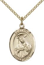 14KT GOLD FILLED ST ROSE OF LIMA PENDANT WITH CHAIN - 3/4" x 1/2"