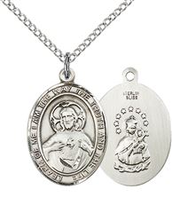 STERLING SILVER SCAPULAR PENDANT WITH CHAIN - 3/4" x 1/2"