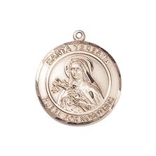 14KT GOLD SANTA TERESITA MEDAL - 3/4" x 5/8"