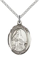 STERLING SILVER ST VERONICA PENDANT WITH CHAIN - 3/4" x 1/2"