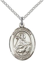 STERLING SILVER ST WILLIAM OF ROCHESTER PENDANT WITH CHAIN - 3/4" x 1/2"