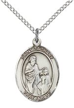 STERLING SILVER ST ZACHARY PENDANT WITH CHAIN - 3/4" x 1/2"
