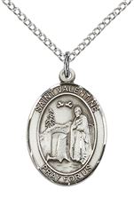 STERLING SILVER ST VALENTINE OF ROME PENDANT WITH CHAIN - 3/4" x 1/2"