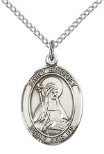 STERLING SILVER ST BRIDGET OF SWEDEN PENDANT WITH CHAIN - 3/4" x 1/2"