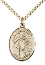 14KT GOLD FILLED ST URSULA PENDANT WITH CHAIN - 3/4" x 1/2"