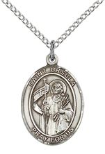 STERLING SILVER ST URSULA PENDANT WITH CHAIN - 3/4" x 1/2"