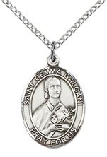STERLING SILVER ST GEMMA GALGANI PENDANT WITH CHAIN - 3/4" x 1/2"