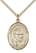 14KT GOLD FILLED ST VINCENT DE PAUL PENDANT WITH CHAIN - 3/4" x 1/2"