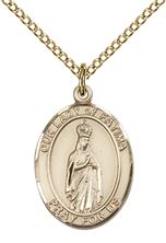 14KT GOLD FILLED OUR LADY OF FATIMA PENDANT WITH CHAIN - 3/4" x 1/2"