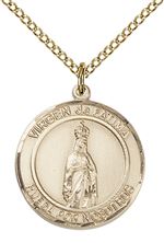 14KT GOLD FILLED VIRGEN DE FATIMA PENDANT WITH CHAIN - 3/4" x 5/8"