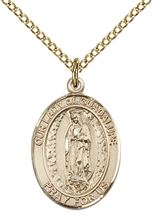 14KT GOLD FILLED OUR LADY OF GUADALUPE PENDANT WITH CHAIN - 3/4" x 1/2"