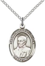 STERLING SILVER ST IGNATIUS OF LOYOLA PENDANT WITH CHAIN - 3/4" x 1/2"