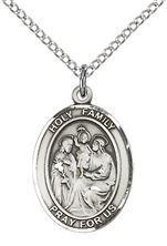 STERLING SILVER HOLY FAMILY PENDANT WITH CHAIN - 3/4" x 1/2"
