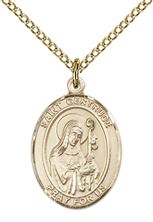 14KT GOLD FILLED ST GERTRUDE OF NIVELLES PENDANT WITH CHAIN - 3/4" x 1/2"