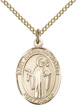 14KT GOLD FILLED ST JOSEPH THE WORKER PENDANT WITH CHAIN - 3/4" x 1/2"
