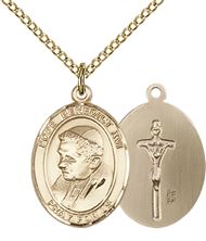 14KT GOLD FILLED POPE BENEDICT XVI PENDANT WITH CHAIN - 3/4" x 1/2"