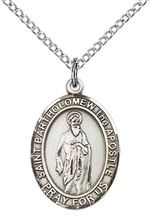 STERLING SILVER ST BARTHOLOMEW THE APOSTLE PENDANT WITH CHAIN - 3/4" x 1/2"