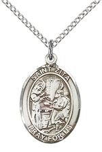 STERLING SILVER ST ZITA PENDANT WITH CHAIN - 3/4" x 1/2"
