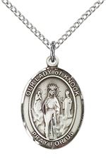 STERLING SILVER OUR LADY OF KNOCK PENDANT WITH CHAIN - 3/4" x 1/2"