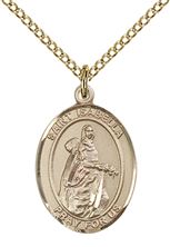14KT GOLD FILLED ST ISABELLA OF PORTUGAL PENDANT WITH CHAIN - 3/4" x 1/2"