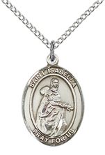 STERLING SILVER ST ISABELLA OF PORTUGAL PENDANT WITH CHAIN - 3/4" x 1/2"