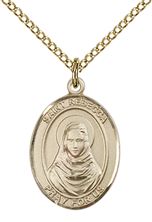14KT GOLD FILLED ST REBECCA PENDANT WITH CHAIN - 3/4" x 1/2"
