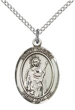 STERLING SILVER ST GRACE PENDANT WITH CHAIN - 3/4" x 1/2"